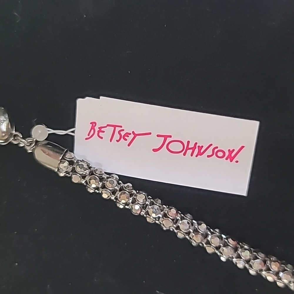 Betsey Johnson New W/ Tag (NWT) Rhinestone Rope Statement Necklace - Gun Metal